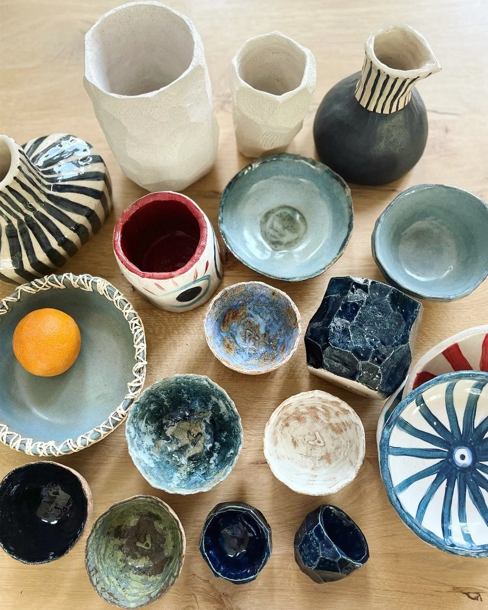 Ceramic pieces handmade by illustrator Aurélie Salmon Lahad