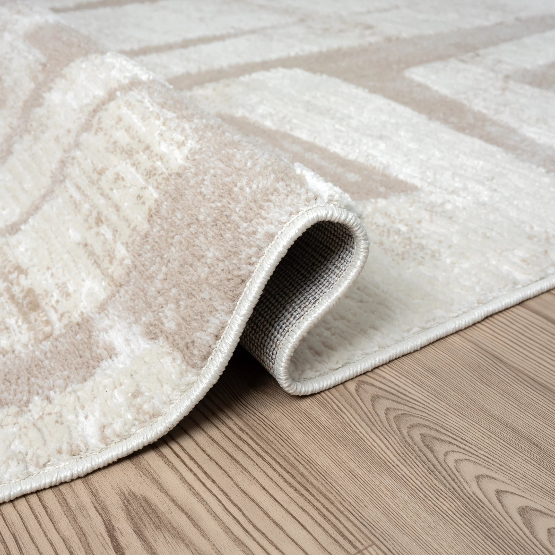 Neutral Block Pattern Area Rug