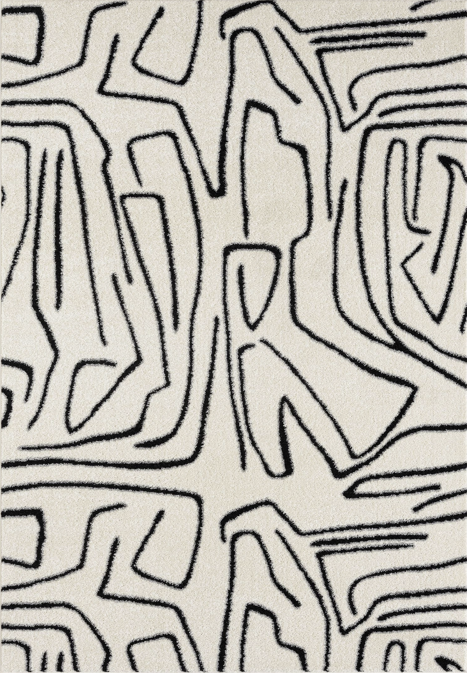 Deco Cream Black Abstract Area Rug