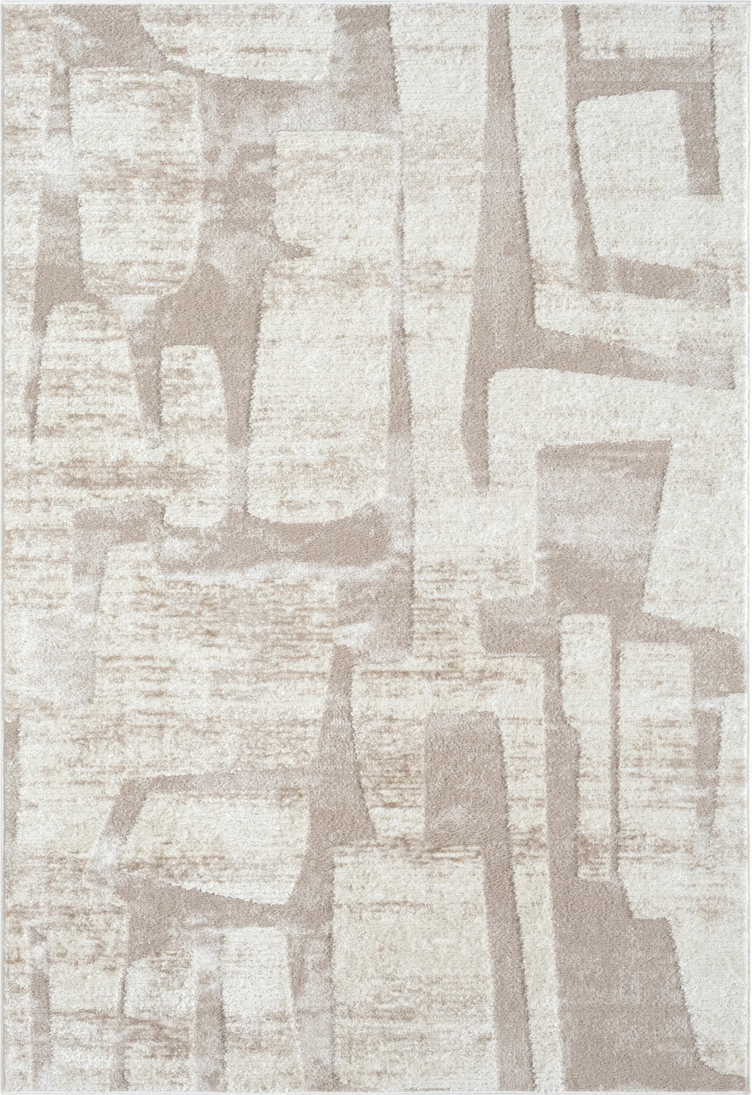 Neutral Block Pattern Area Rug