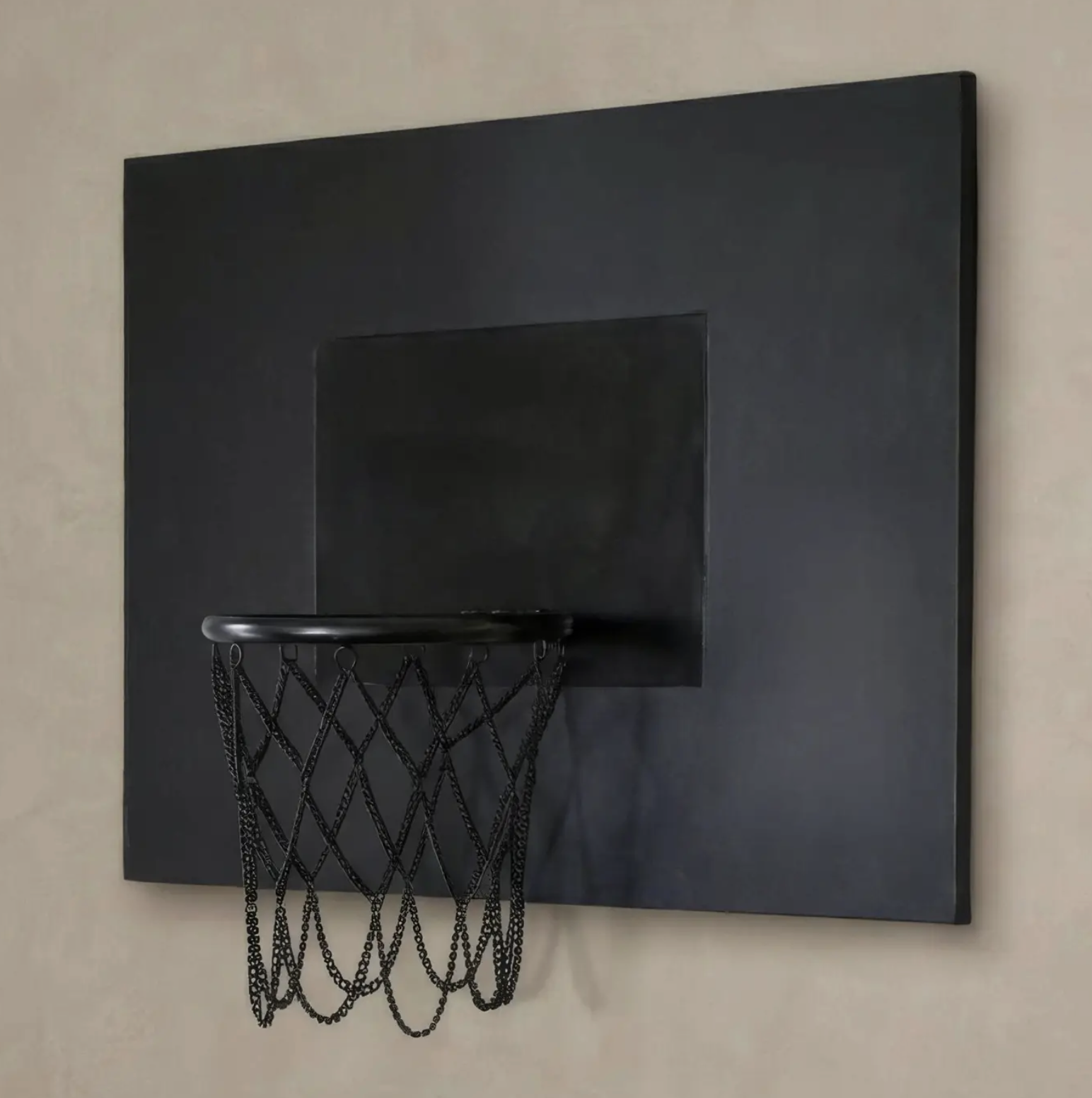 Black Leather Basketball Hoop: Wall Mounted Sports Decor