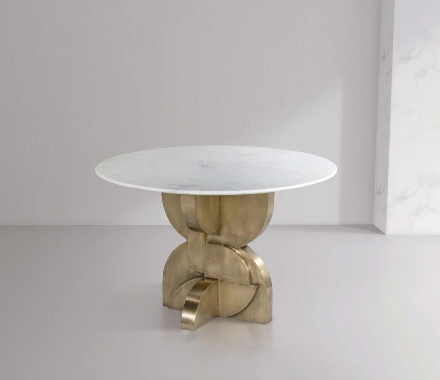 Alden 48” Marble Dining Table with Brass Base