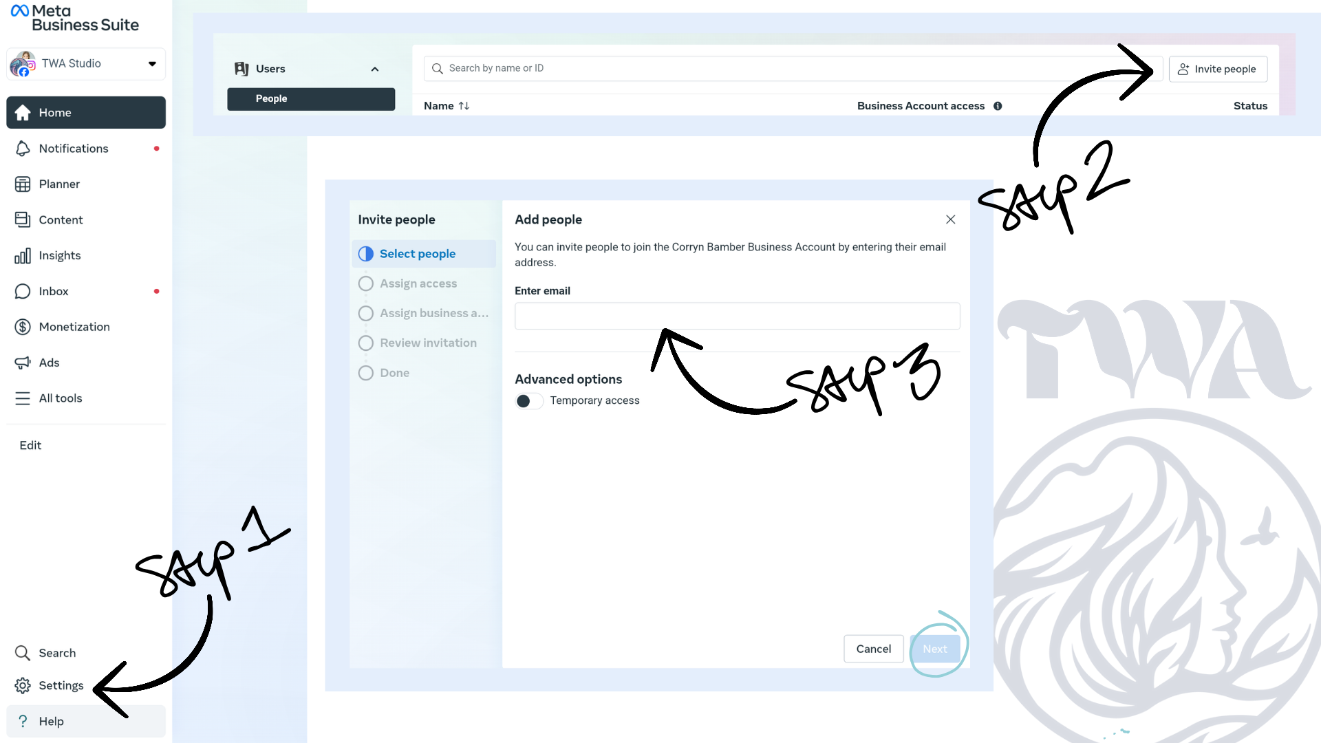 Step 1-3 Add a Member Meta Business Suite Dashboard Step 1-3 Add a Member Meta Business Suite Dashboard