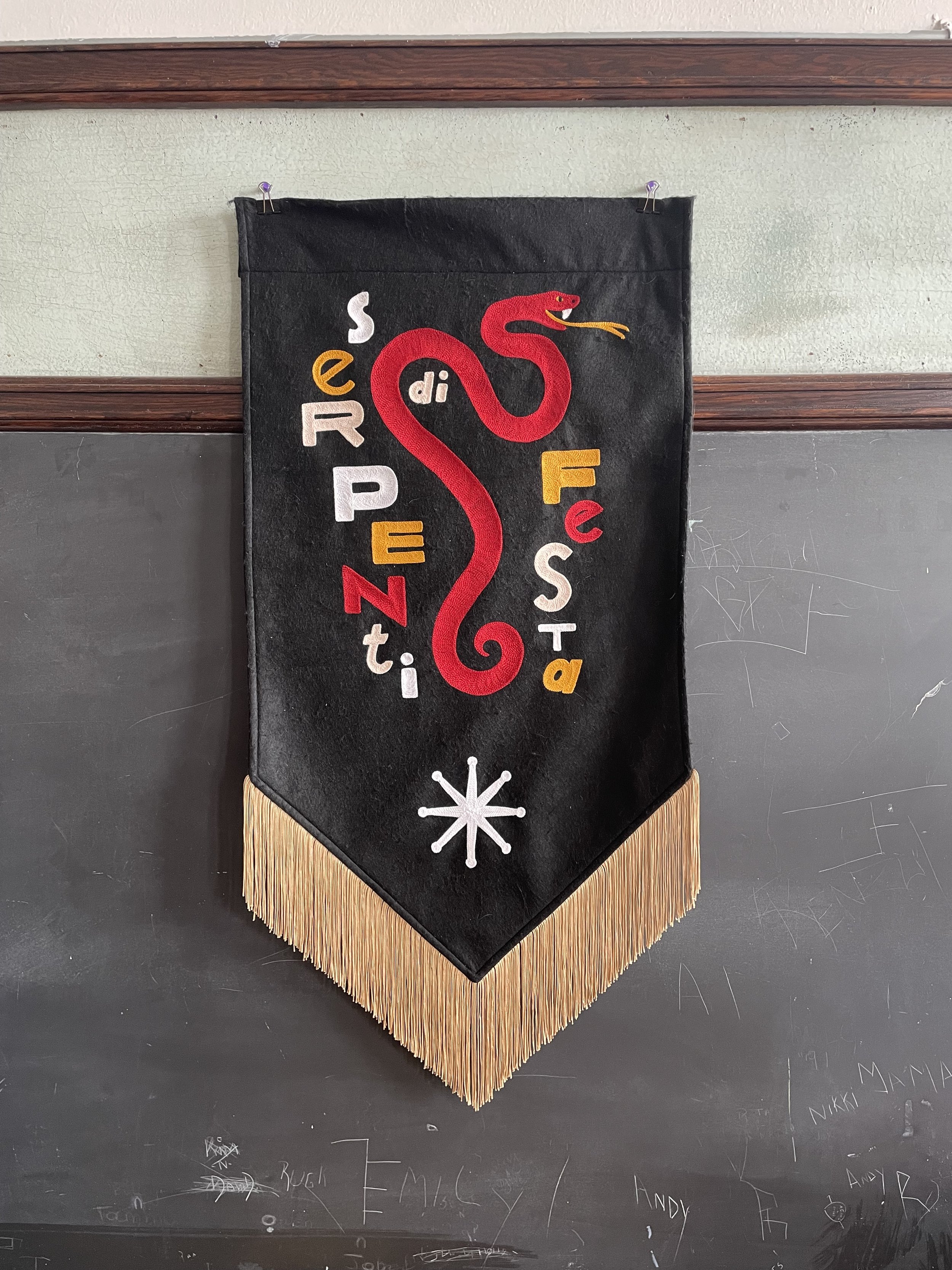 Serpenti-di-Festa-custom-chainstitch-embroidery-banner-by-Loop-306-Philadelphia