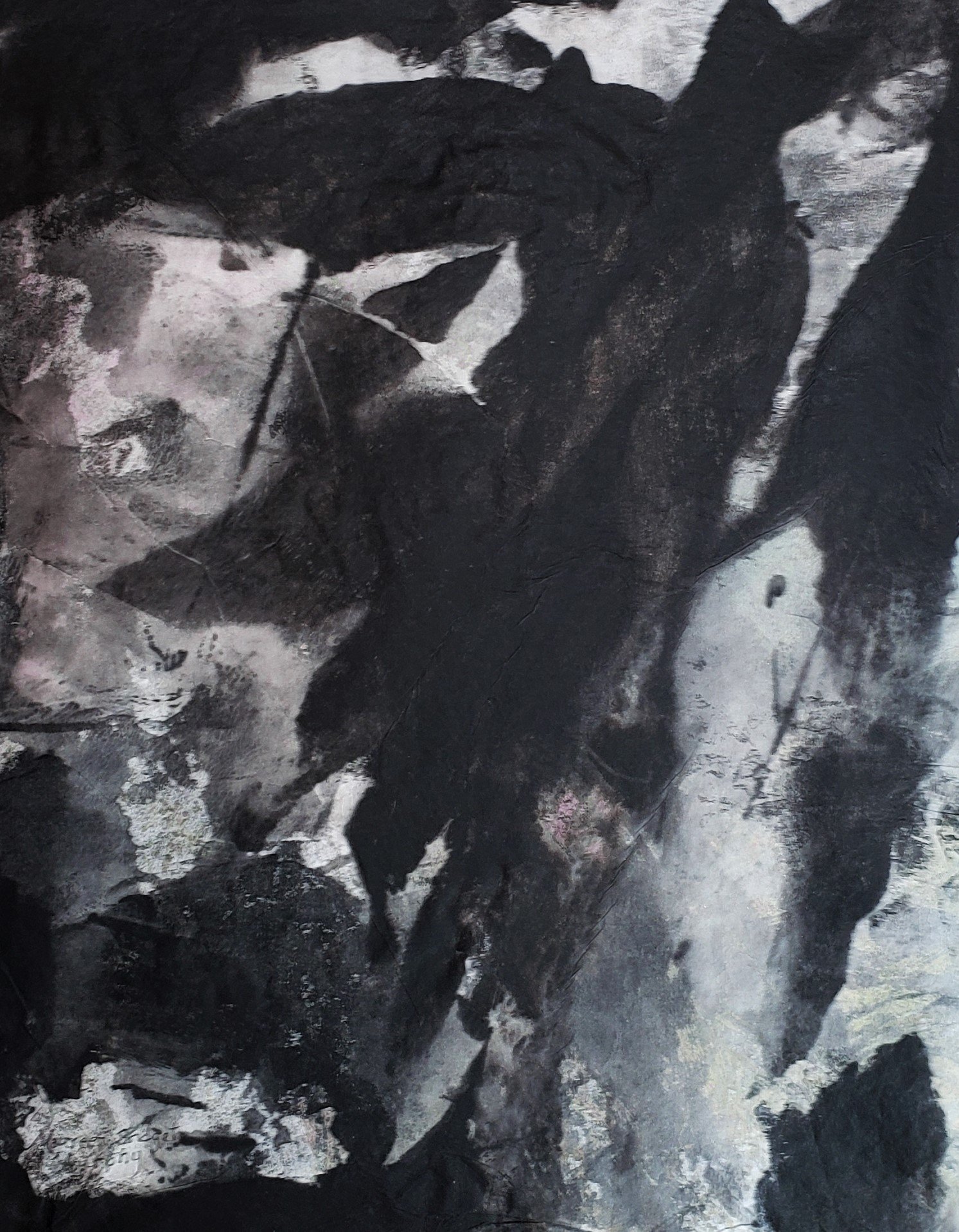 Oak Tree in Twilight -- Monoprint (11x14)
