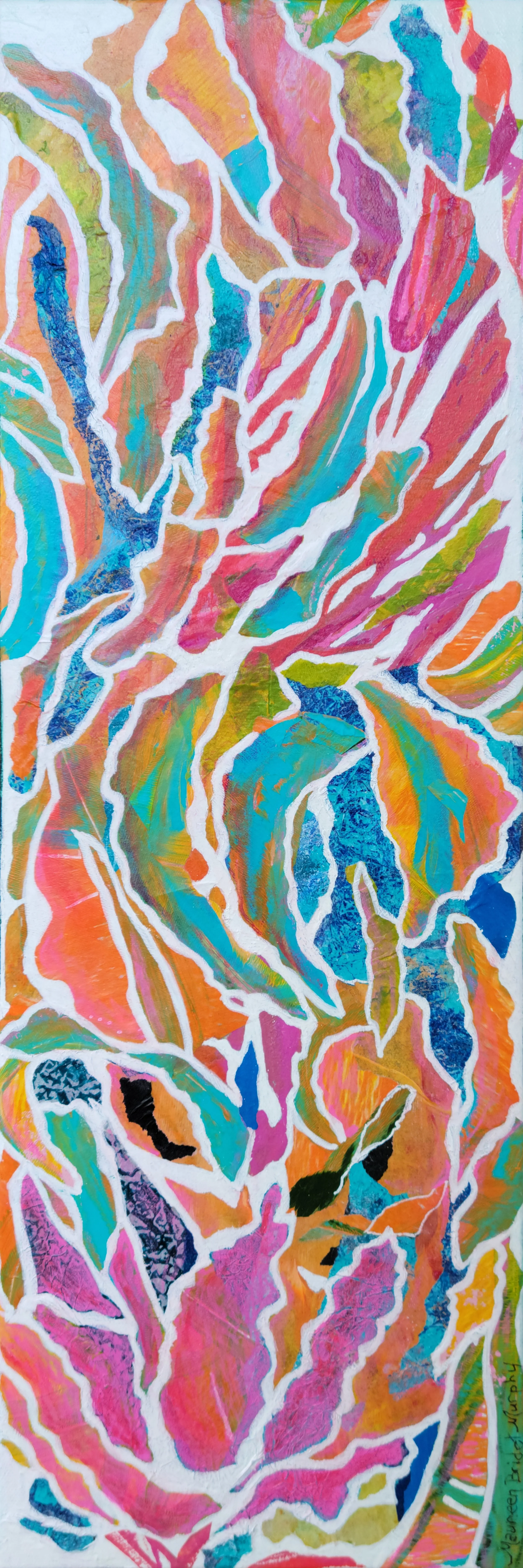 "The World is Wiggly," Alan Watts
--- Monoprint Collage  (8x24)