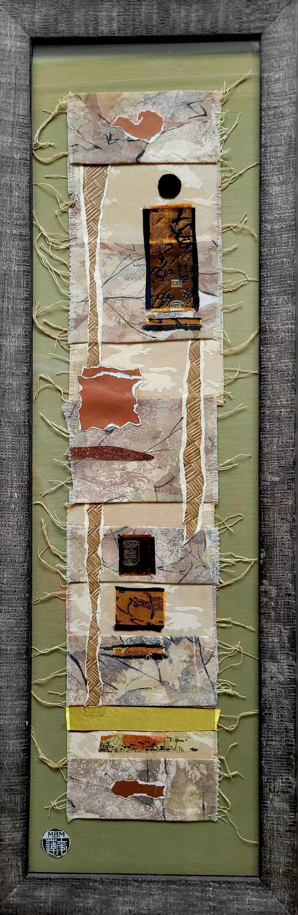 Home Blessing --- Fabric and Paper Collage
(10x26)