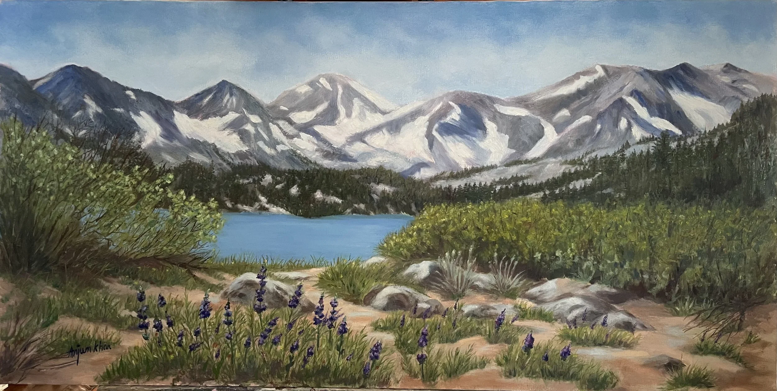 Idyll Lake  15x30  oil on canvas