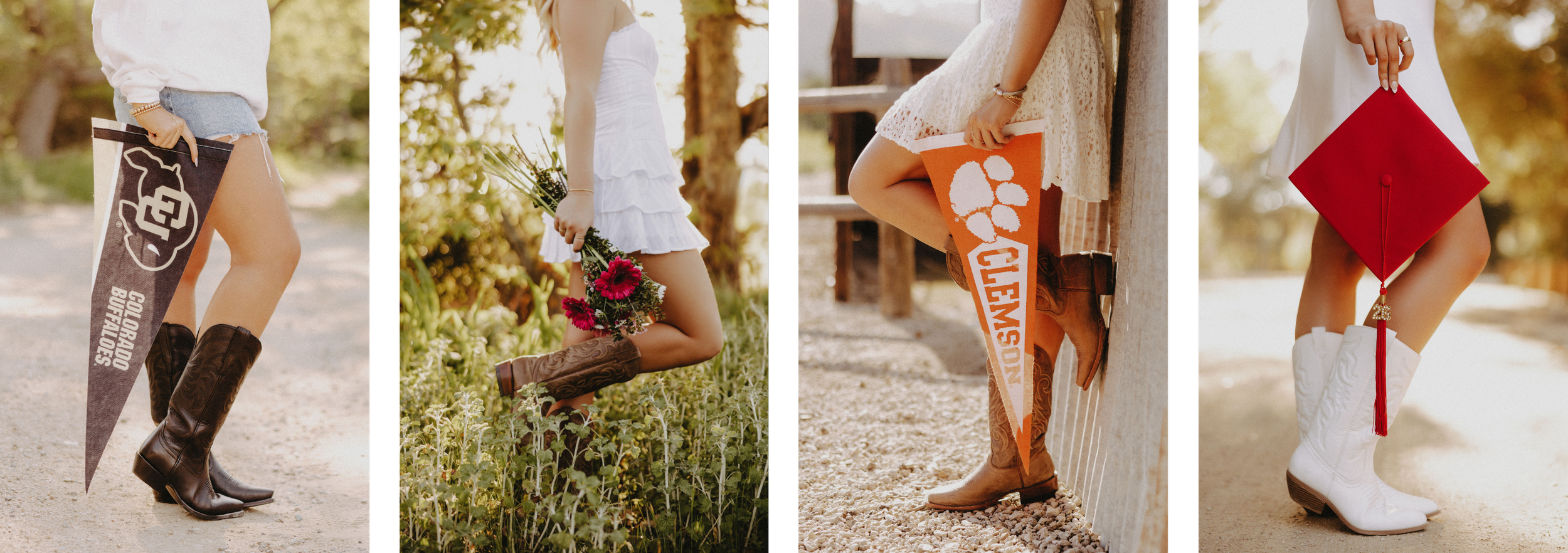 cowboy boot pennant flag senior photo