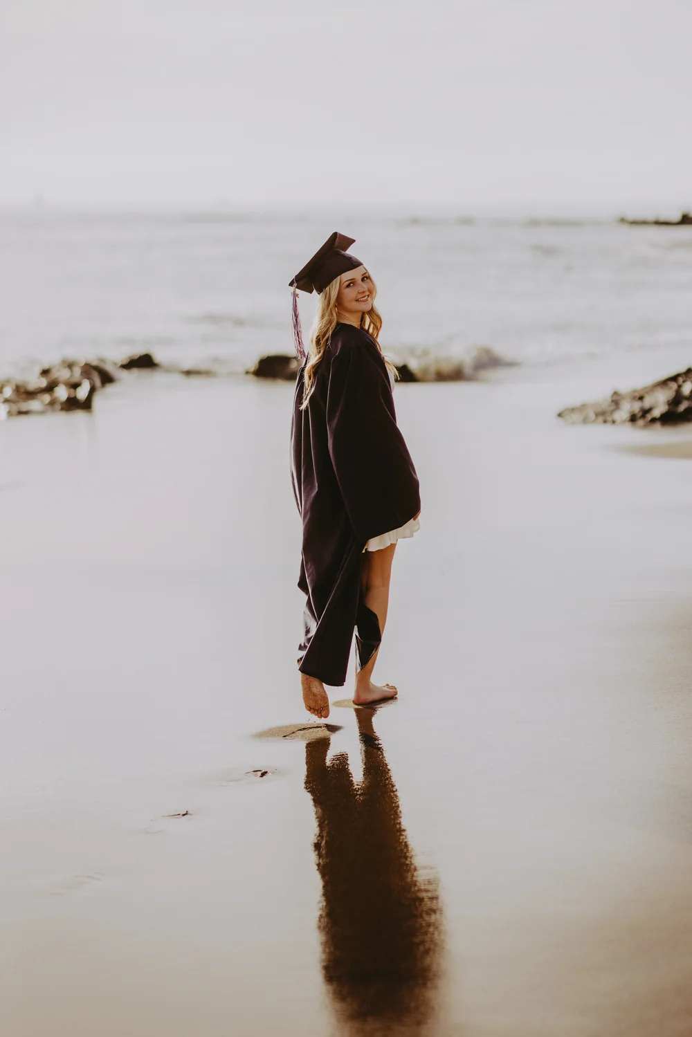  beach cap and gown senior pictures 
