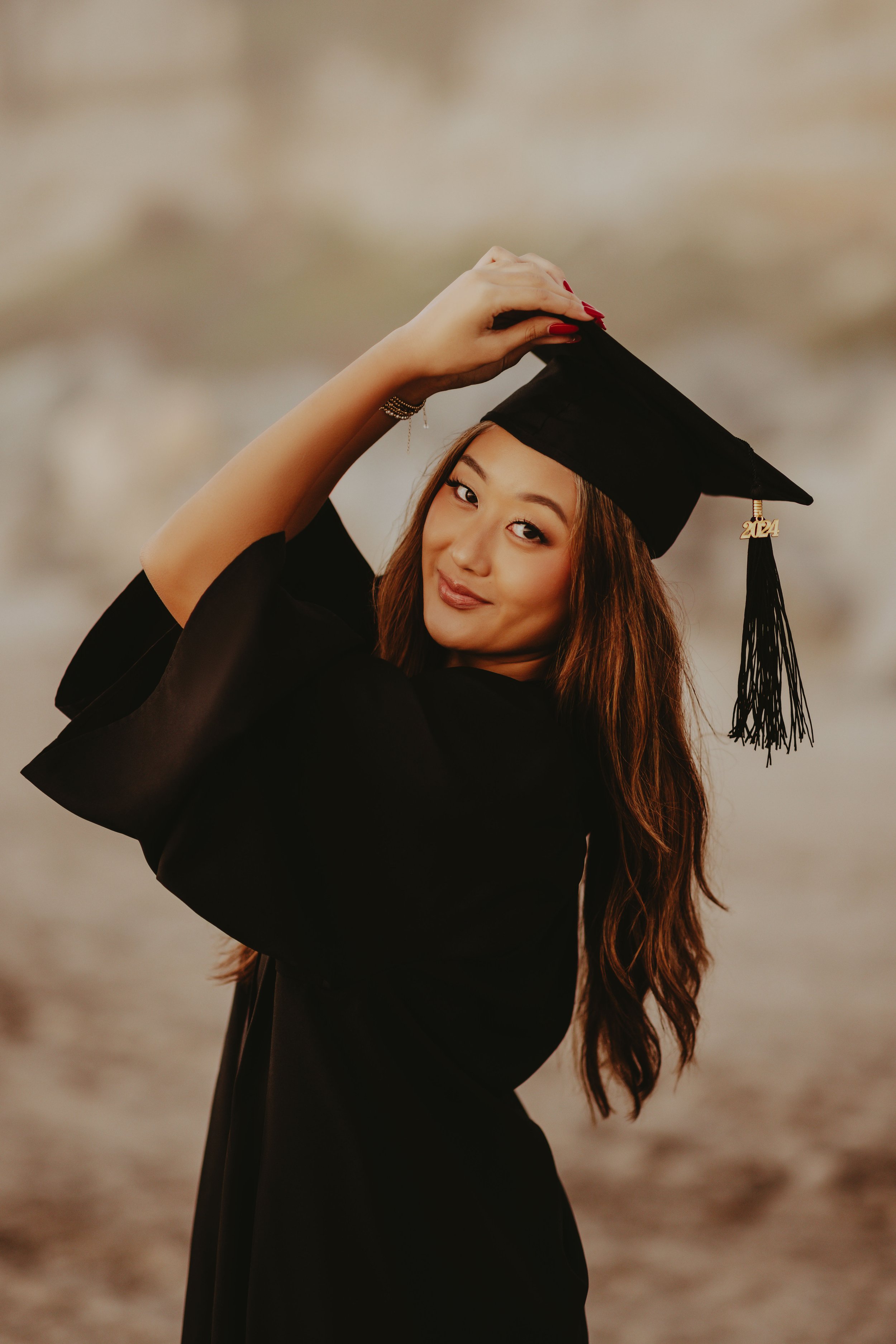  black cap and gown senior pictures 
