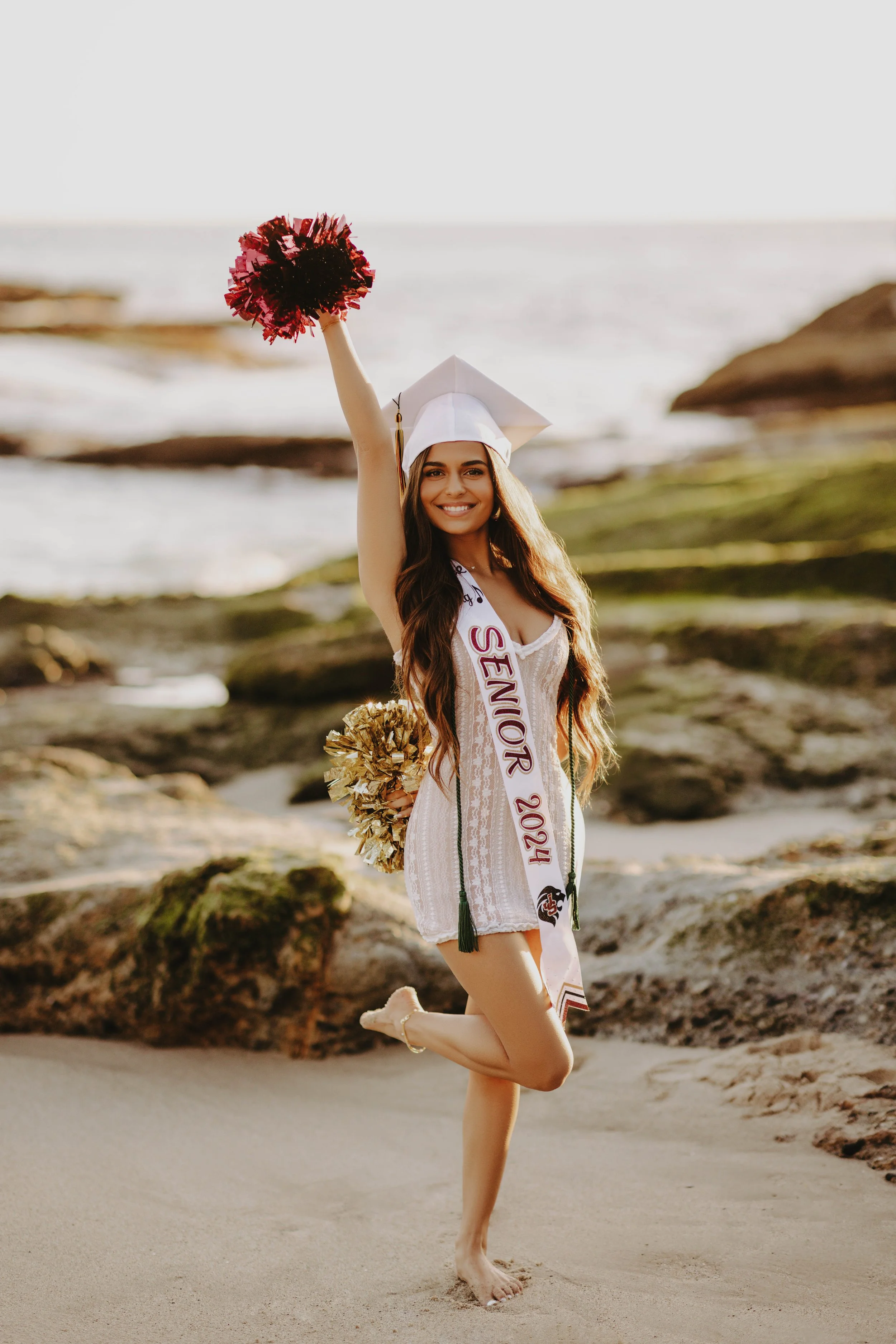  dance senior pictures with pom poms 