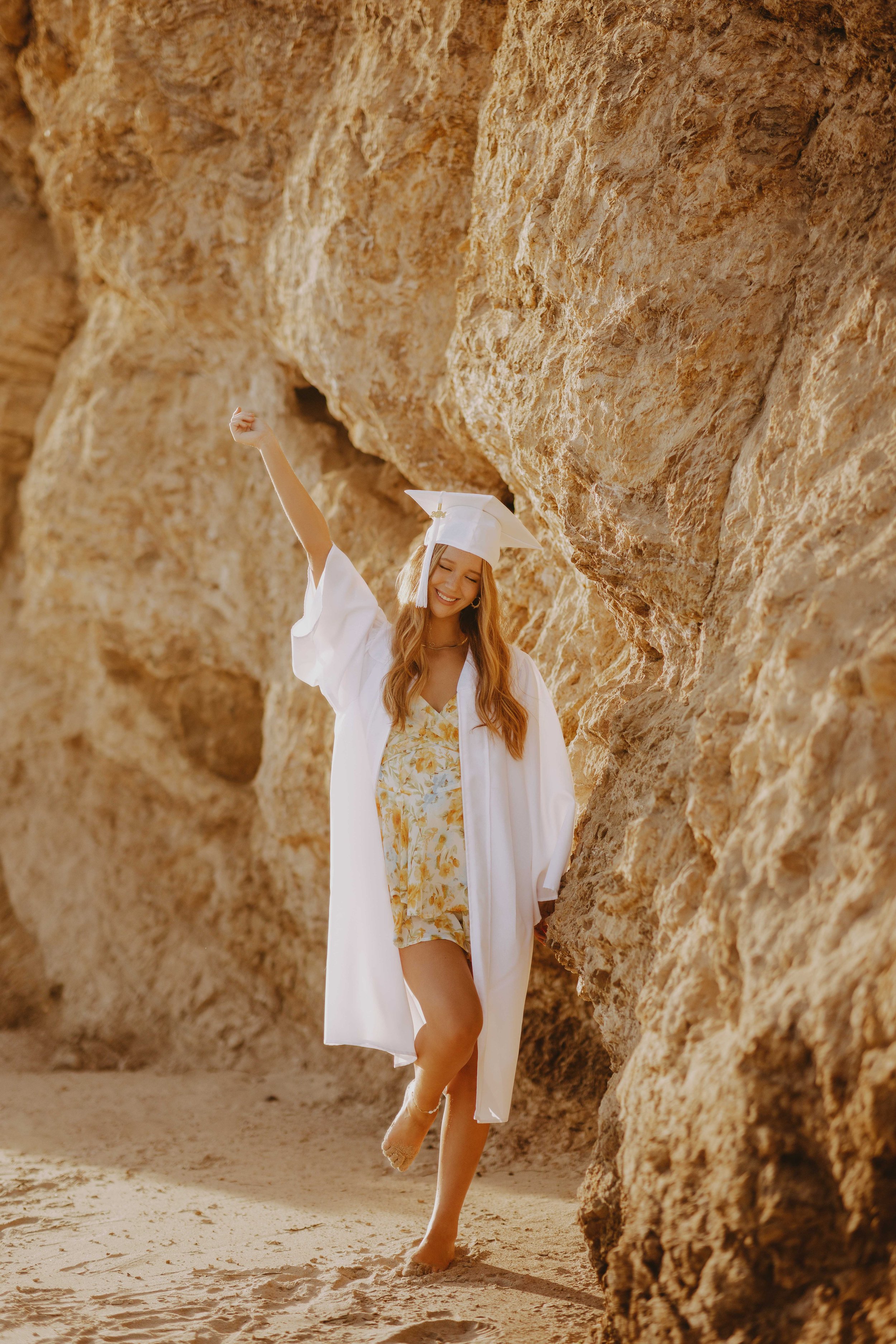  beach cap and gown senior pictures 