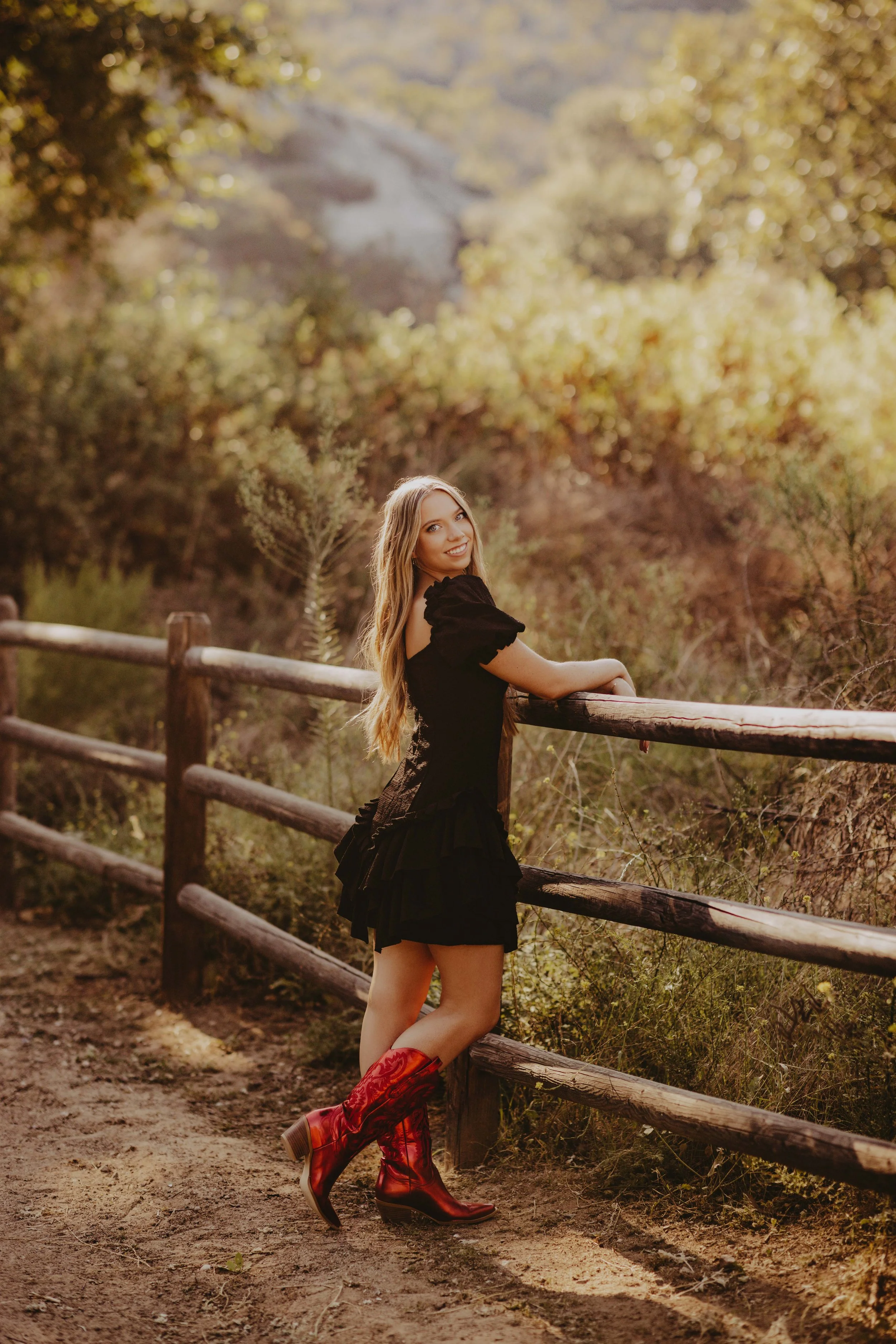  black senior photo outfits red boots 