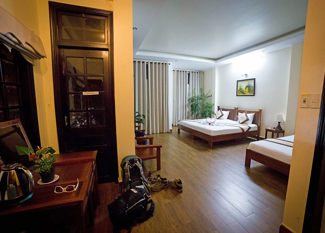 A budget hotel room in Vietnam