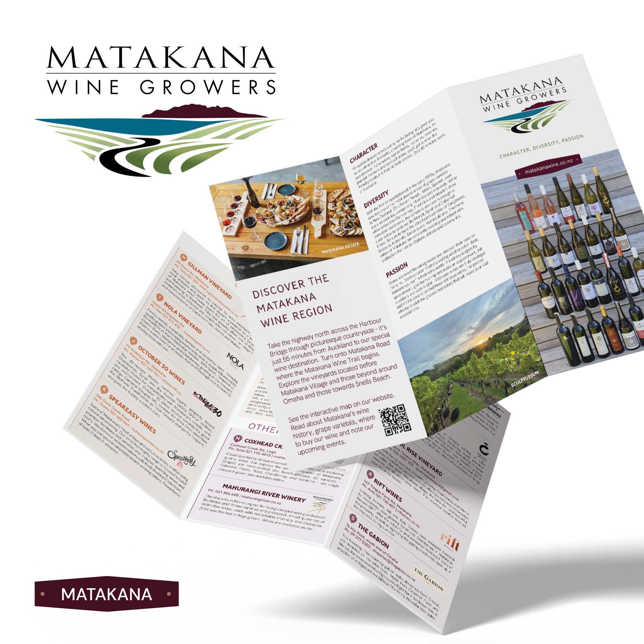 Showcasing the very best of the Matakana region (our front doorstep) through the newly designed brochure for Matakana Wine Growers 🍇