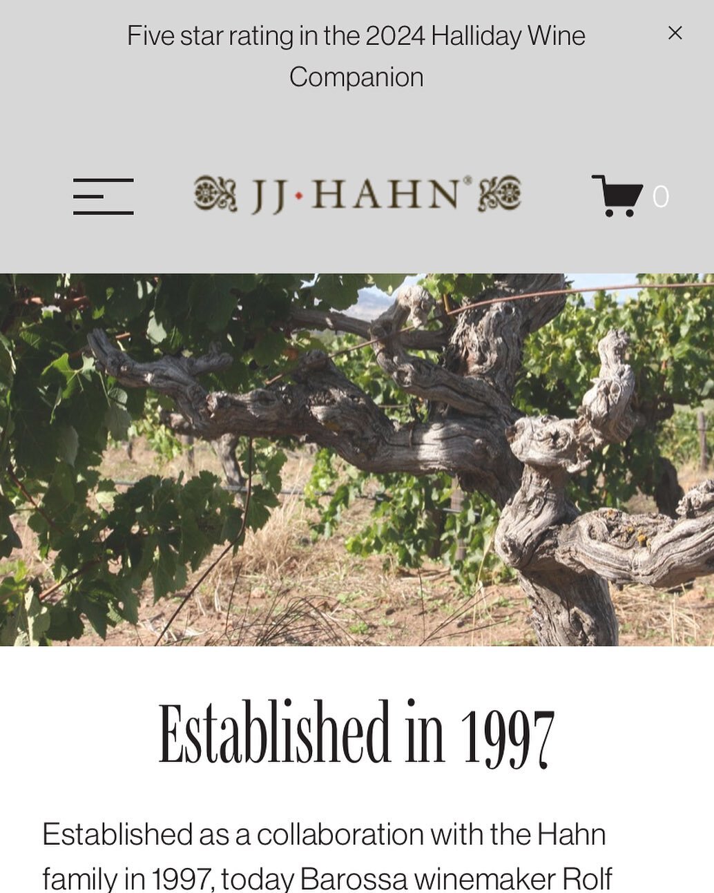 New website launched, free shipping domestically for minimum six pack orders. www.jjhahnwineco.com.au/shop