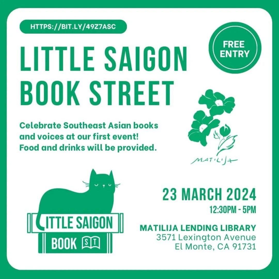 Introducing our lineup for @littlesaigonbookst x @matilijabooks

We're so excited to see you at our FIRST event on Saturday, March 23rd! Join our mini book fest as we celebrate Southeast Asian voices in the San Gabriel Valley. We'll have a poetry rea