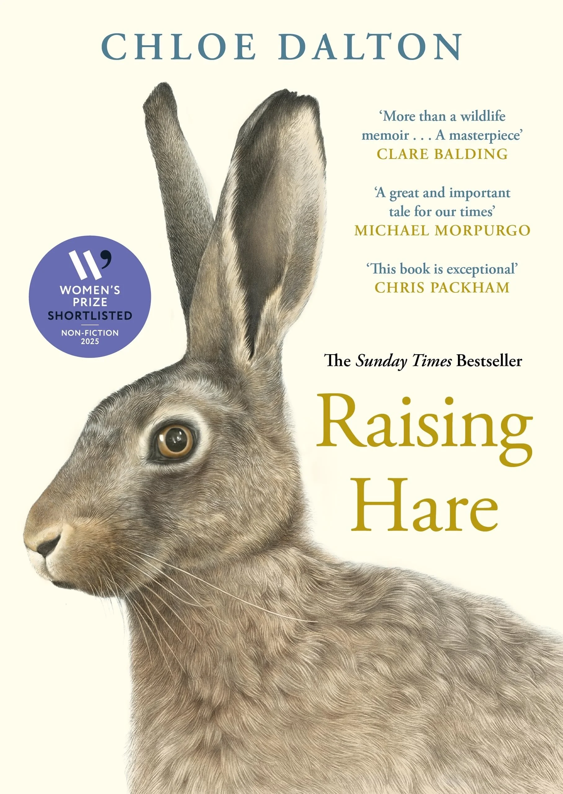 Book cover titled 'Raising Hare' featuring an illustration of a hare with a detailed head and ears, and a soft, textured body.