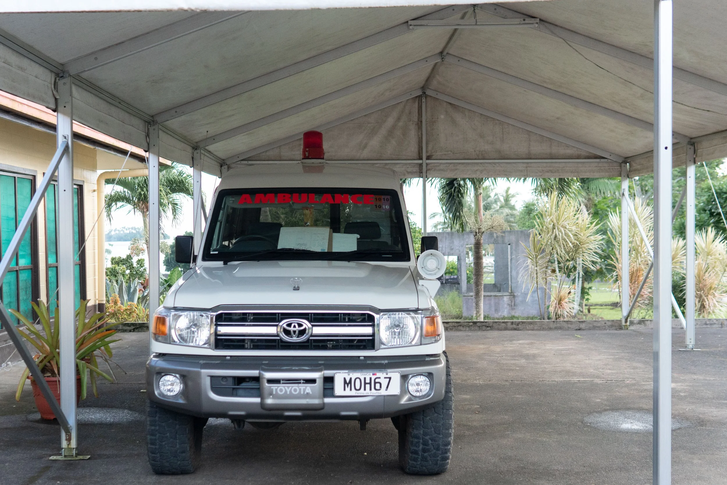 An ambulance in rural Upolu in Samoa.