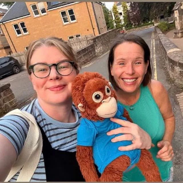 Julie Keys with a mum from her antenatal classes, showing the friendships formed through antenatal classes in Hamilton, Lanarkshire