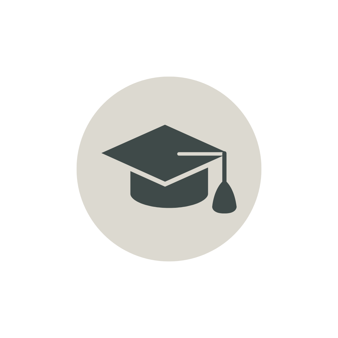 Jarrah Wallace - Kajabi Systems & Automations Partner.  Icon of a graduation cap with a tassel inside a gray circle.