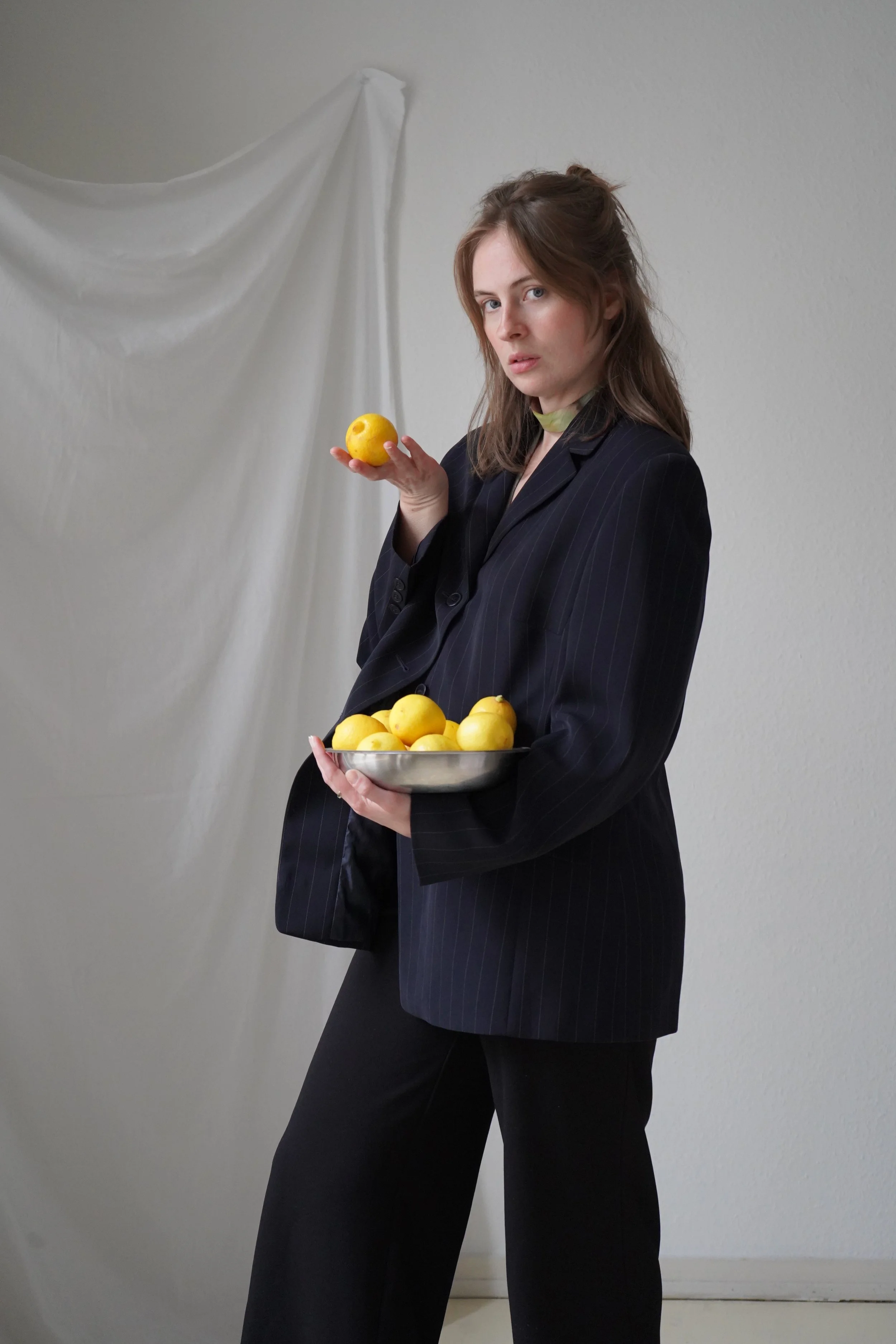 Janina posing with lemons.Our chef