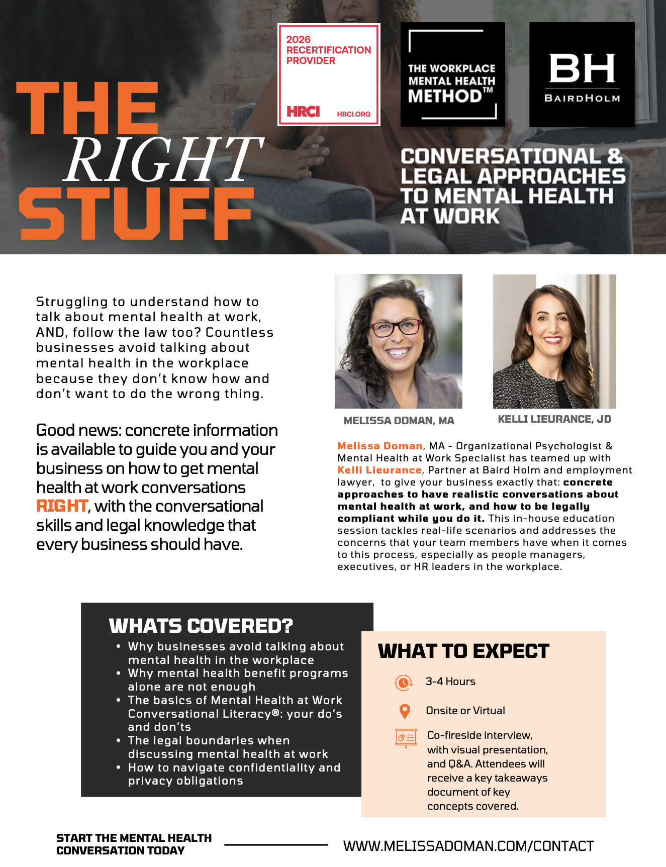 The Right Stuff mental health legal compliance program flier