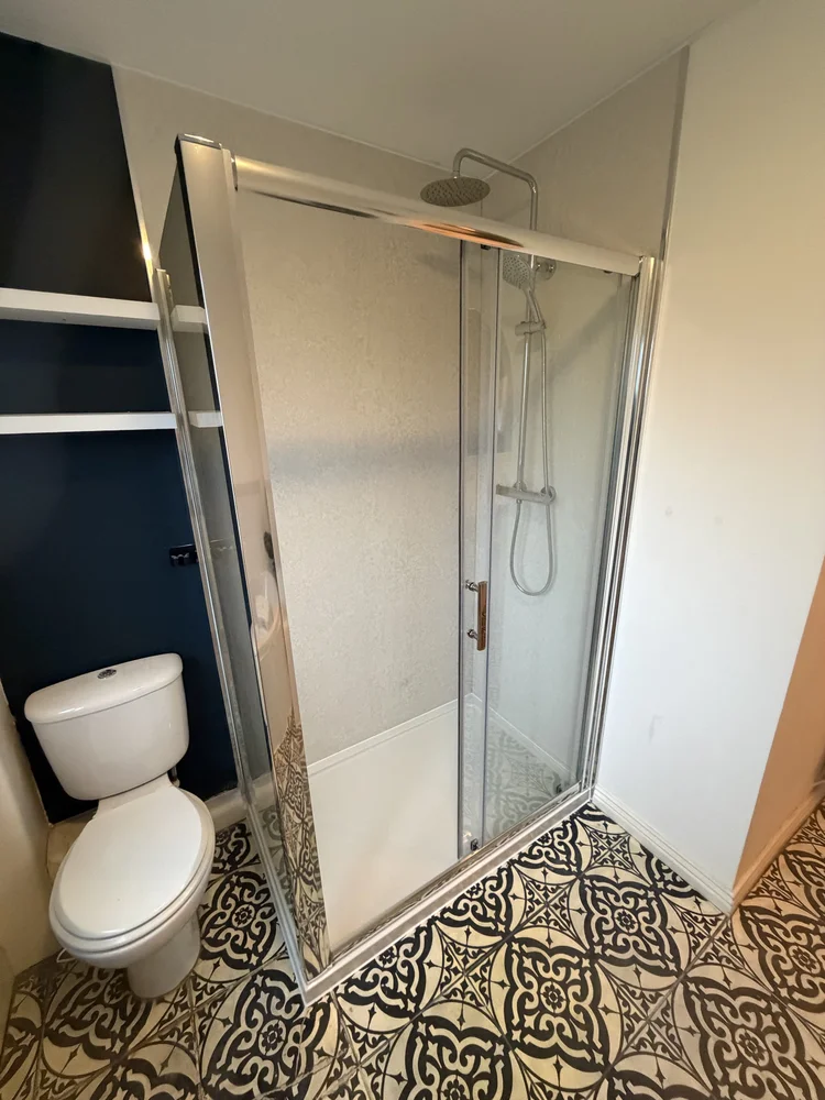 After renovation, bath-to-shower project 20