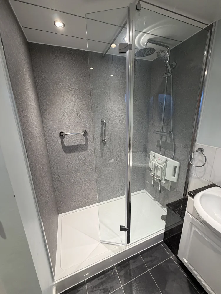 After renovation, bath-to-shower project 10