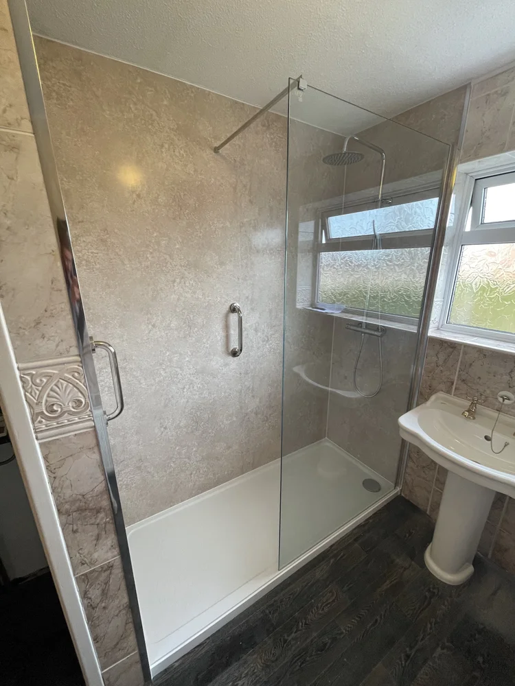 After renovation, bath-to-shower project 39