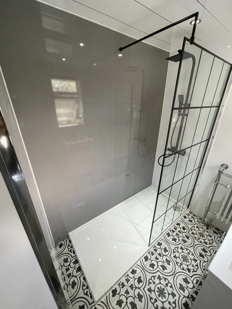 After renovation, bath-to-shower project 114