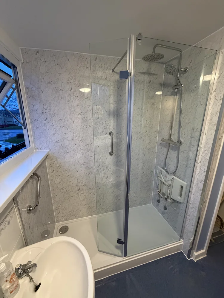 After renovation, bath-to-shower project 16