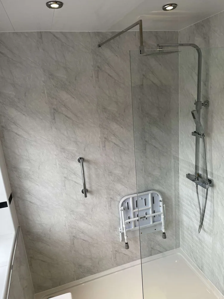 After renovation, bath-to-shower project 126