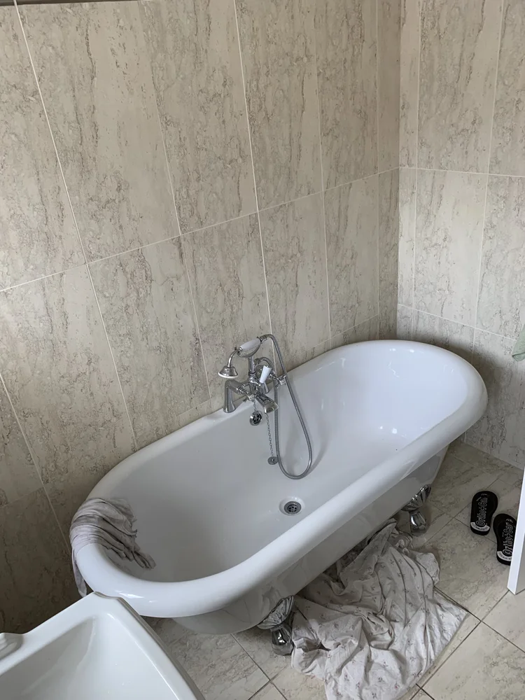 Before renovation, bath-to-shower project 130