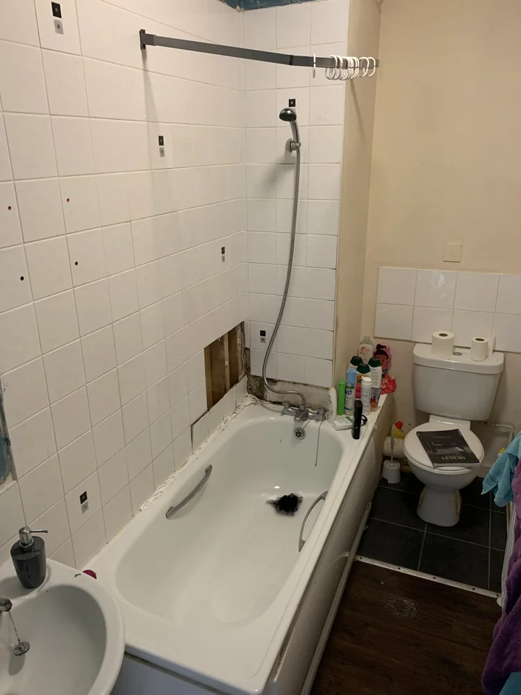 Before renovation, bath-to-shower project 131