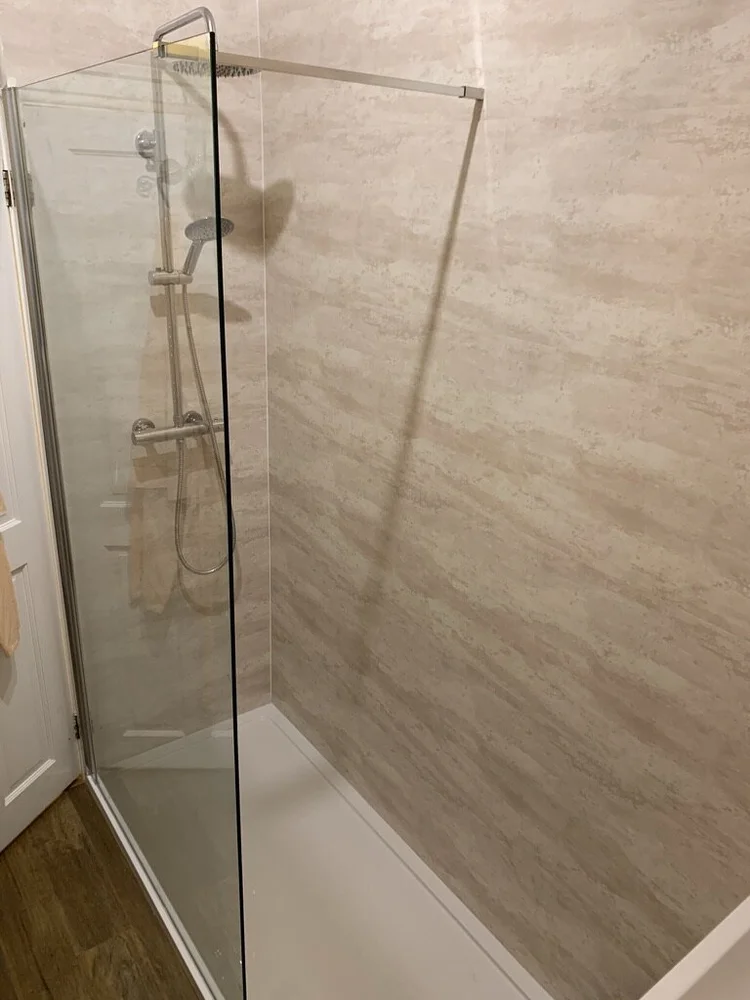 After renovation, bath-to-shower project 128