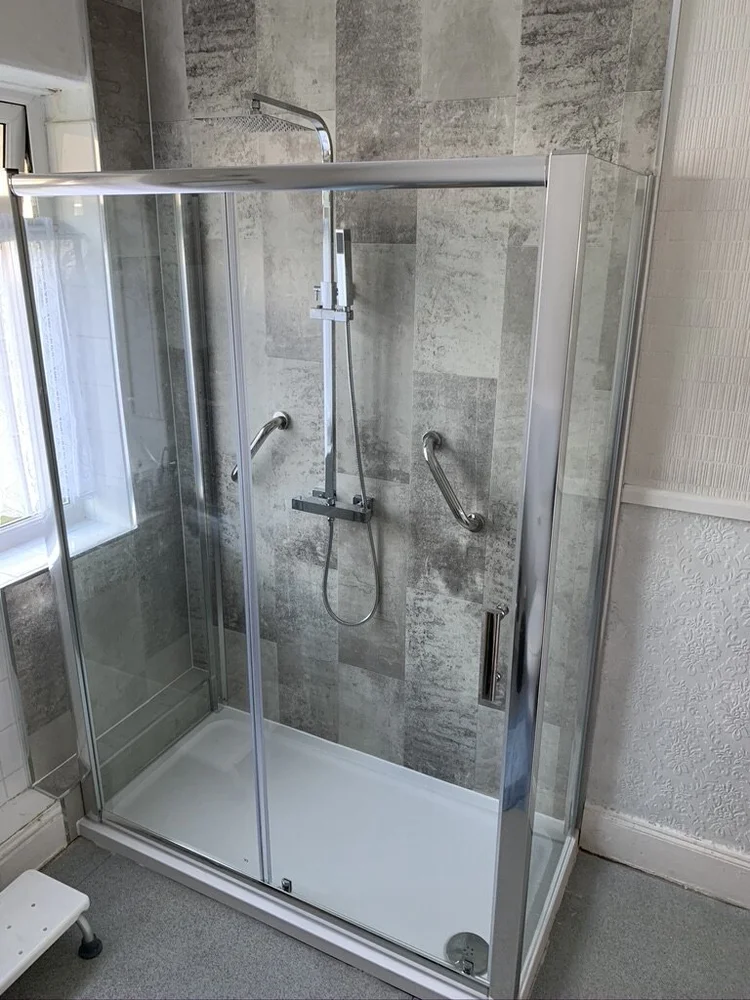 After renovation, bath-to-shower project 134