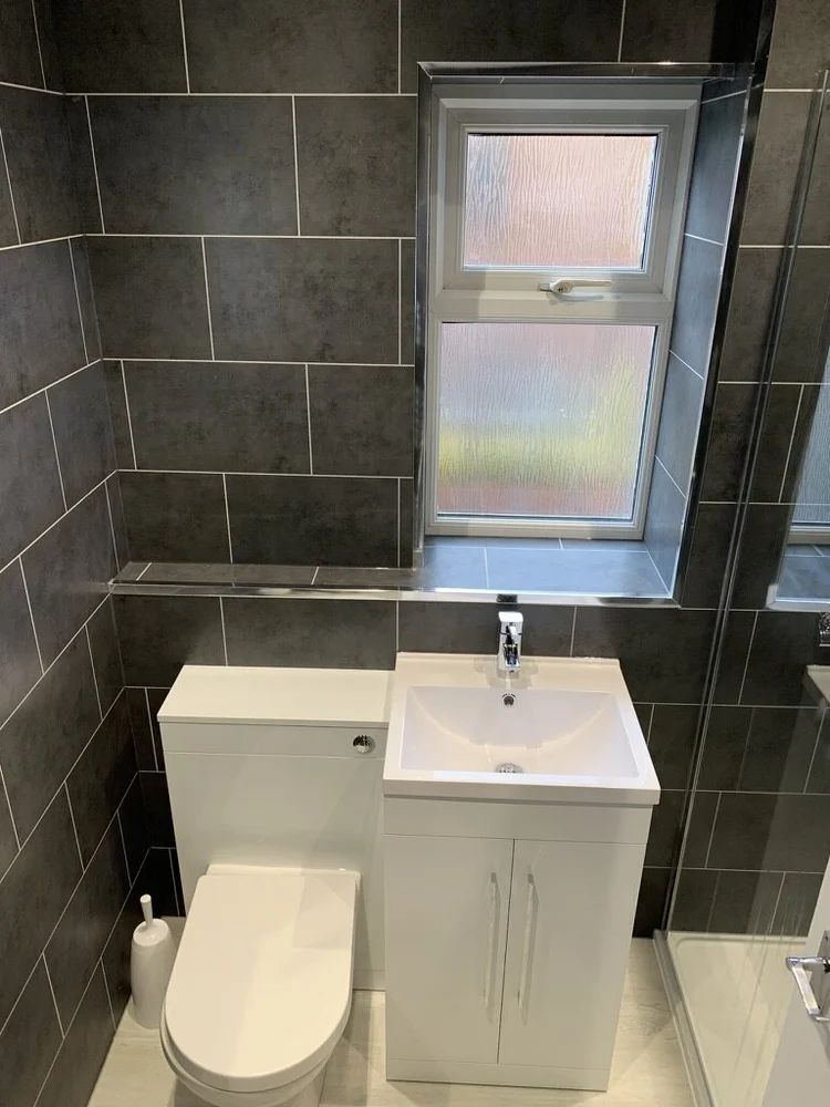 Wall-panelled bathroom installation, photograph 172