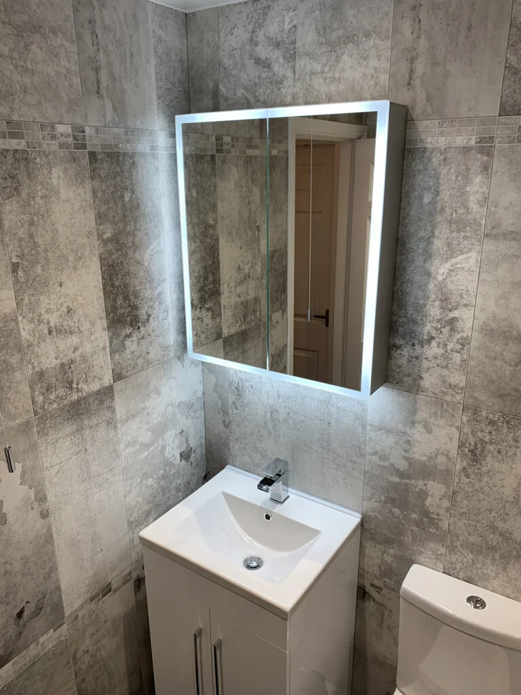 Wall-panelled bathroom installation, photograph 223