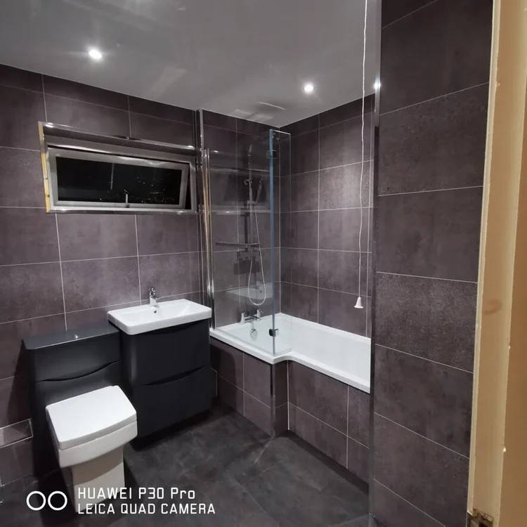 Wall-panelled bathroom installation, photograph 232