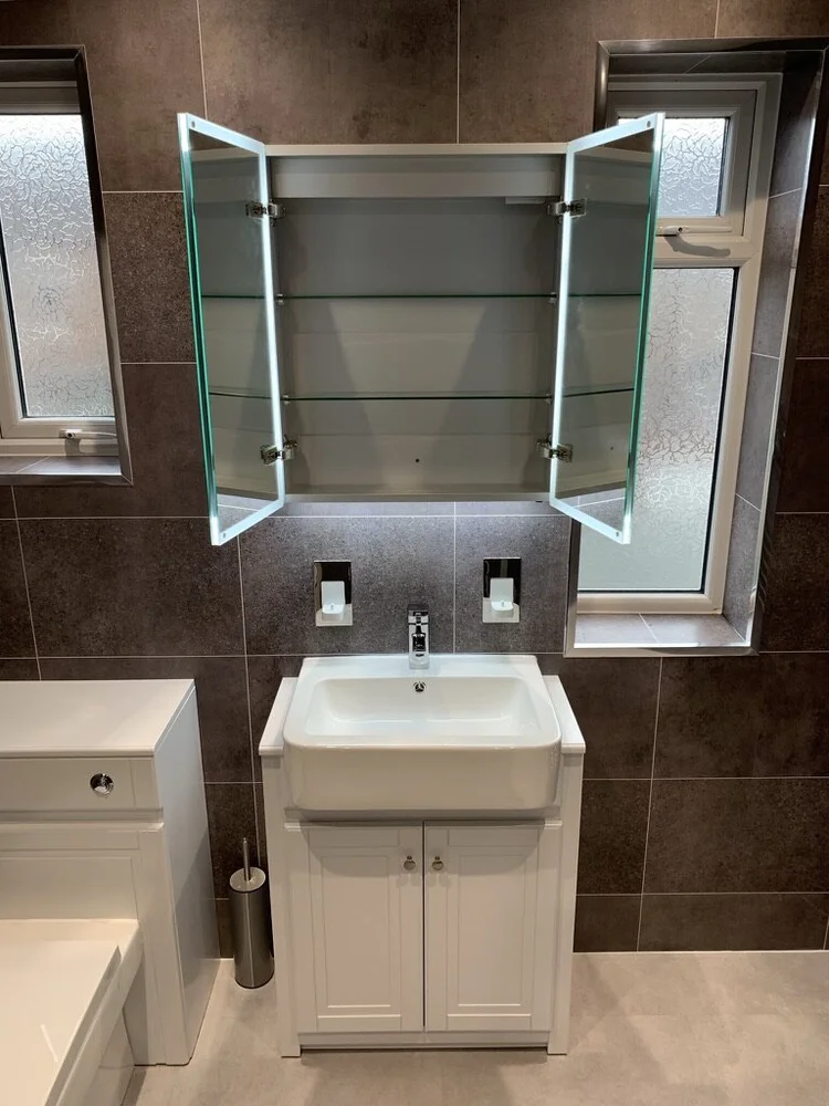 Wall-panelled bathroom installation, photograph 241