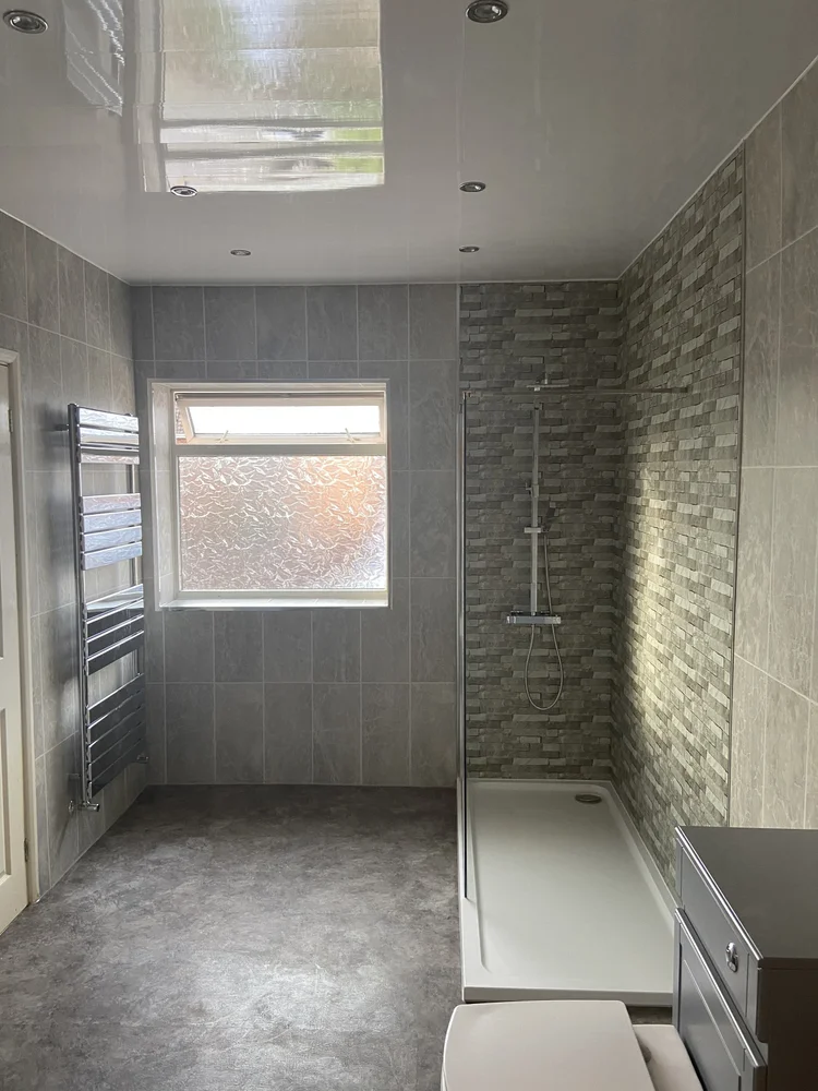 Wall-panelled bathroom installation, photograph 248