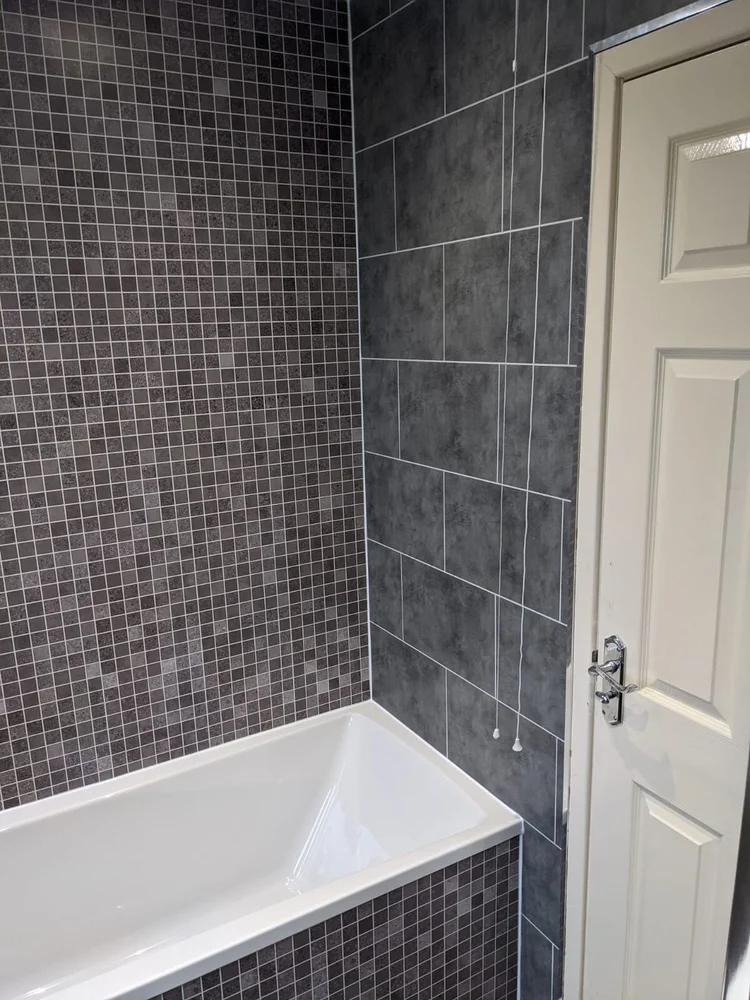 Wall-panelled bathroom installation, photograph 289