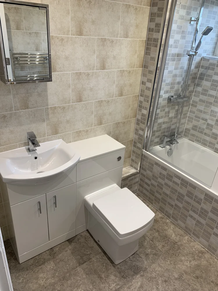 Wall-panelled bathroom installation, photograph 321