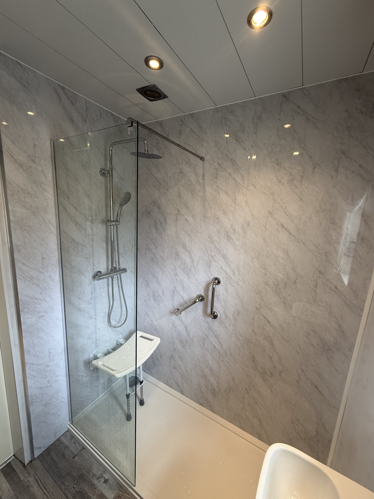 After renovation, bath-to-shower project 4