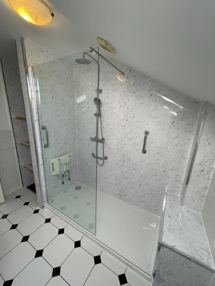 After renovation, bath-to-shower project 45