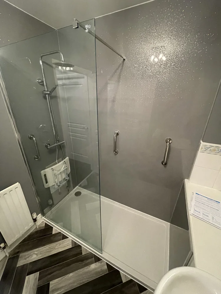 After renovation, bath-to-shower project 78
