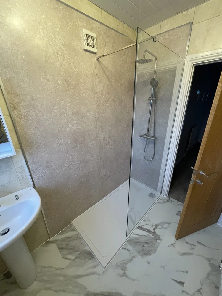 After renovation, bath-to-shower project 87