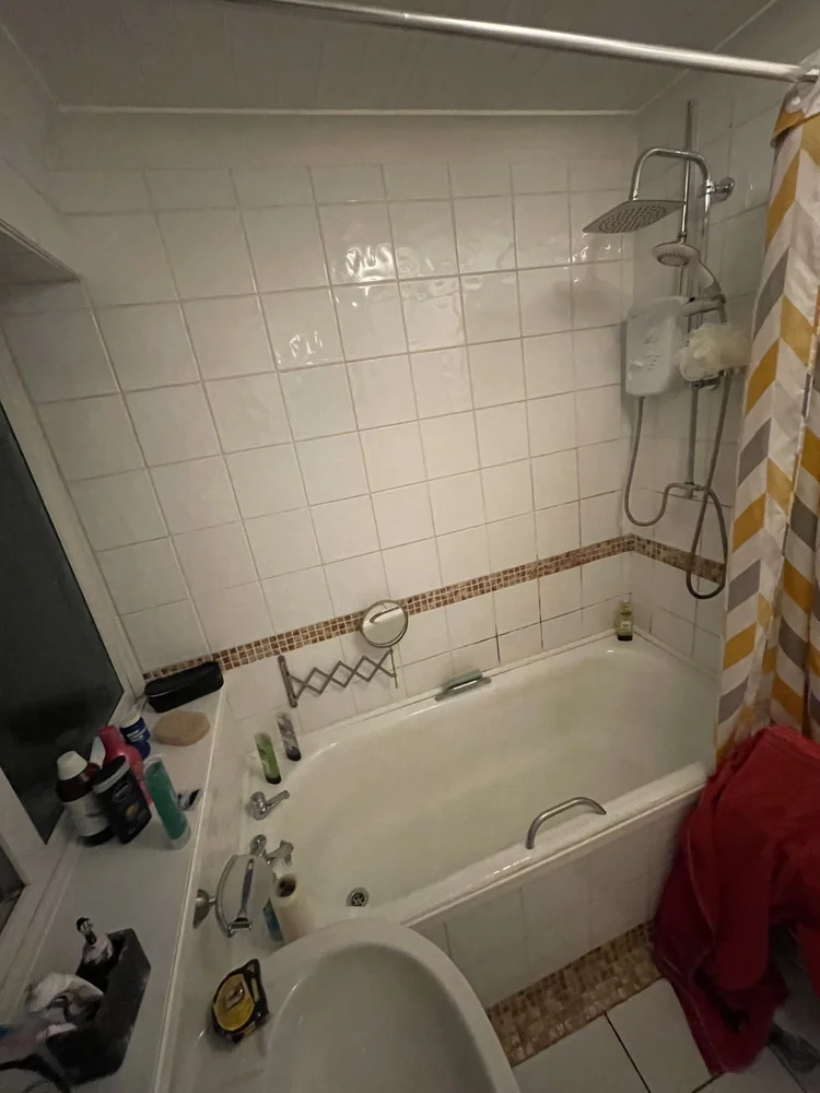 Before renovation, bath-to-shower Sunderland project